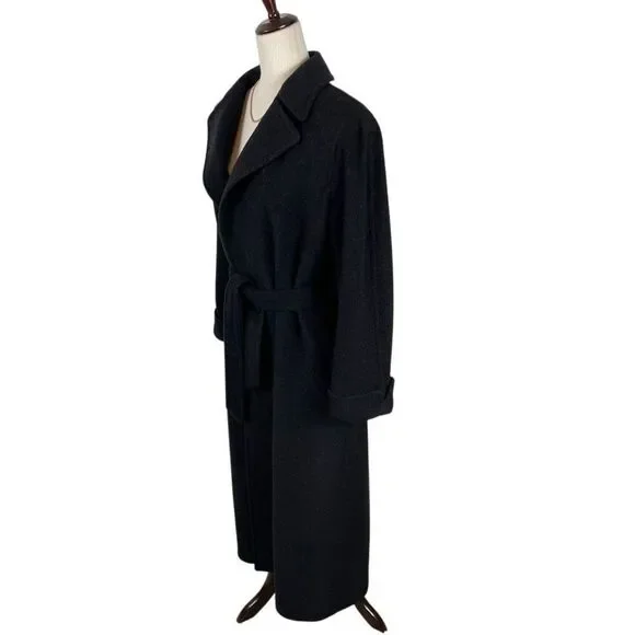 Ralph Lauren LRL Camel Hair Robe Style Wrap Coat Women’s 4 Black Old Money *Read - Picture 7 of 15